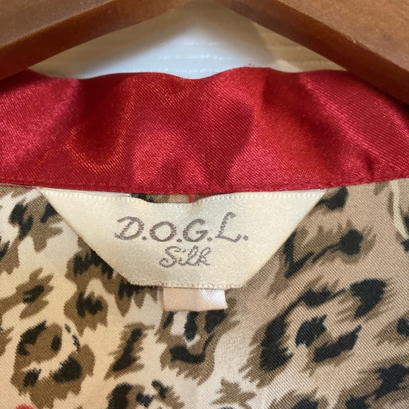Silk Satin Pajama Set, Leopard Print, Red Roses, Animal Print, Red, Brown, Beige - Picture 6 of 9